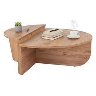 Dmora Dmora - Mesa De Caf&eacute; Dain, Mesa De Centro Baja, Revistero Para Sof&aacute;, Estante De La Sala De Estar, 90x60 H35 Cm, Pino