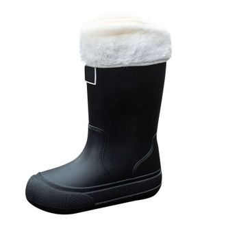 Generic SRTUMEY Women Tall Rain Boots Wellington Womens Fleece Lined Knee High Wellies,Waterproof Ladies Wellies Boots, Winter Warm Rain Boots, Slip On for Fe