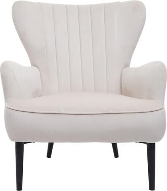 Hhg Nunca Usado] Sill&oacute;n De Sal&oacute;n Hhg 737, Sill&oacute;n De C&oacute;ctel Sill&oacute;n Tapizado, Terciopelo (280g/m&sup2;), Crema-beige