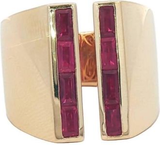 Trio Womens Baguette Ruby Ring In Rose Gold