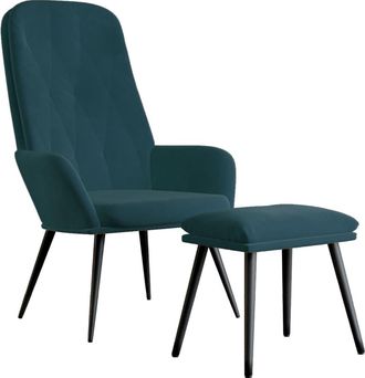 vidaXL Sill&oacute;n De Relax Con Taburete Terciopelo Azul Vidaxl