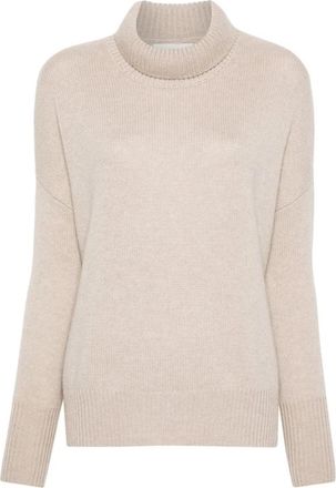 Lisa Yang Beige Kasjmier Gebreide Rolhals Sweater - Dames - Cashmere truien - Beige - XS - Kasjmier - Truien & Vesten