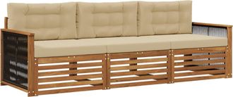 vidaXL Conjunto De Sof&aacute;s De Exterior 3 Uds. Natural Y Beige Vidaxl