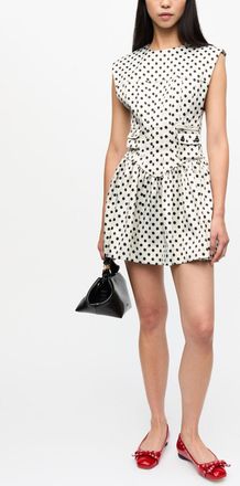 Ganni Polka-Dot Satin Corset Mini Dress - Size 34 White