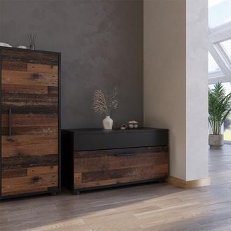 Vicco Estanter&iacute;a Berno, Negro/antiguo, 70.8 X 38.9 Cm Con Puerta Abatible