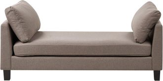 Beliani Chaise Lounge Taupe Fabric Upholstered Lounge with Cushions Scandinavian Style Steel Legs ARCHIANE