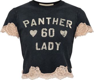 Valentino Garavani Top met kanten afwerking - Dames - T-shirts - Zwart - 2XS - Katoen - Tops