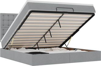 vidaXL Vidaxl - Estructura De Cama Otomana Colch&oacute;n Tela Gris Claro 160x200cm