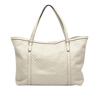 Gucci Pre-owned Tote Bags, female, White, Size: ONE SIZE Pre-owned Vintage Leather Tote Bag