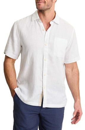 Tommy Bahama Paradise Breezer Short Sleeve Linen Button-Up Shirt in White at Nordstrom, Size Xx-Large