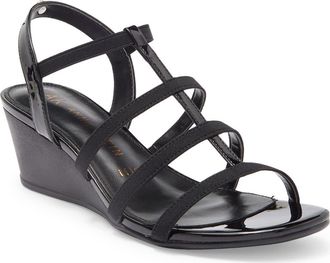 Anne Klein Bijou Strappy Wedge Sandal in Black at Nordstrom Rack, Size 6.5
