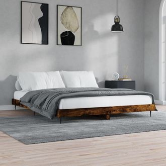 vidaXL Vidaxl - Estructura De Cama Sin Colch&oacute;n Madera Roble Ahumado 150x200 Cm