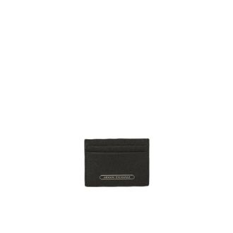 A|X Armani Exchange Saffiano Kaarthouder - Heren - Accessoires - Zwart - Maat: ONE Size Leer