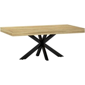 HOMCOM Tavolino da Divano Stile Industriale in Legno e Acciaio 110x60x45 cm - Homcom