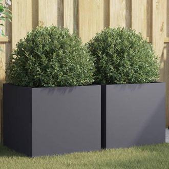 Berkfield Home Planters 2 pcs Anthracite 49x47x46 cm Steel in Black | Size: 49 x 47 x 46 cm