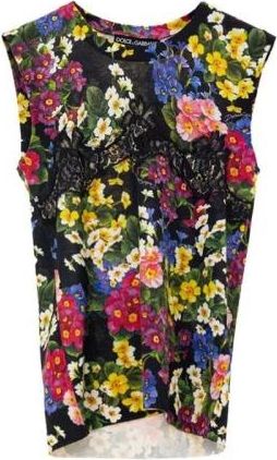 Dolce & Gabbana Bloemenkant Mouwloze Top - Dames - Tops zonder mouwen - Veelkleurig - XS - Katoen - Tops