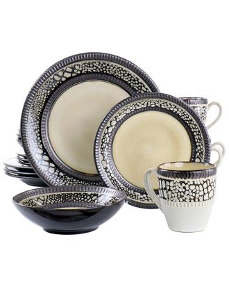 Elama Desert Sand 16Pc Stoneware Dinnerware Set