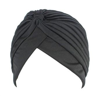 Generic NEW Women Muslim stretch TURBAN HAT chemo cap hair loss Head Scarf wrap cover plain Night Sleeping Cap (Black)