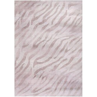 Beliani Area Rug Beige Fabric 140 x 200 cm Modern Zebra Pattern Living Room Bedroom For Underfloor Heating Anti-Slip Bottom EGIL