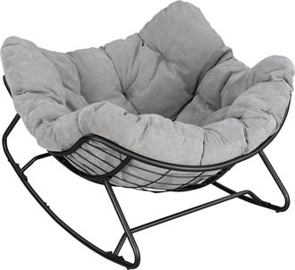 Woltu Woltu Mecedora Ovalada, Capacidad De Carga De 150 Kg, Chenilla, Con Patas Curvas, Color Claro. Gris