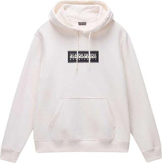 Napapijri Heren-hoodie van katoen met boxlogo en losse pasvorm (Wit)