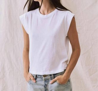 The Great. Peak Shoulder Tee In True White