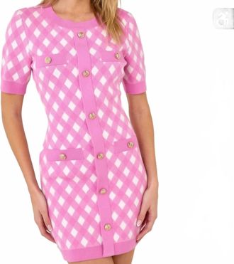 endless rose Gingham Knit Minidress In Pink