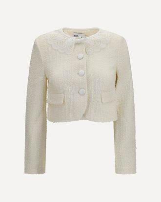 Self Portrait Boucl&eacute; Jacket with lace collar Female 12