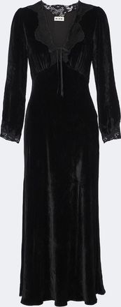 Rixo Vestido midi Larah de terciopelo con encaje