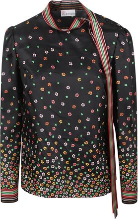 Red Valentino Flowers & Stripes Shirt