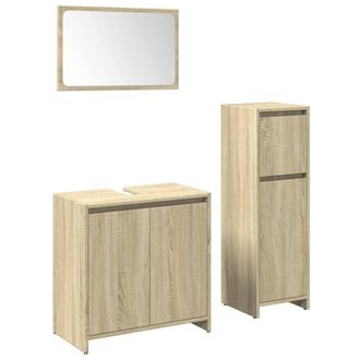 Berkfield Home 3 Piece Bathroom Furniture Set Sonoma Oak Engineered Wood in Natural