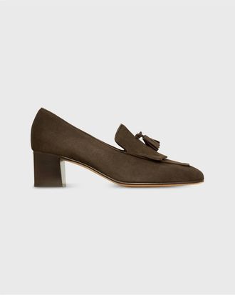 Ann Mashburn Womens Kilt Heel In Chocolate Suede