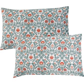 Melange Home Floral Cotton Pillowcase Set in Orange at Nordstrom Rack