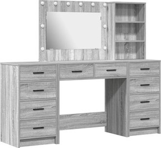 vidaXL Mesa de tocador con cajón 3 pcs Gris 40 x 41 x 135 cm vidaXL