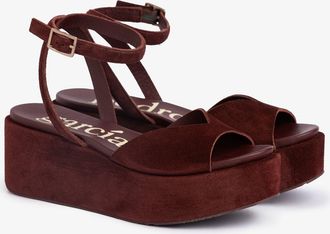 Pedro Garcia Platform wedge espadrille in burgundy suede with yute wedge | Nereida | Spring Summer 26 | PEDRO GARCIA