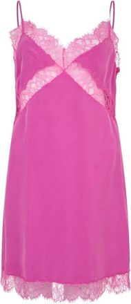 Alberta Ferretti Zijden Jurk met Kant - Dames - Korte kleedjes - Roze - S - Kleedjes