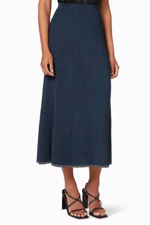 Jonathan Simkhai Ria Metallic Knit Maxi Skirt In Navy
