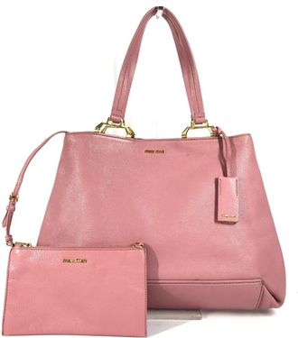 Miu Miu Pink Leather Handbag Shoulder Bag Tote Bag (Pre-Owned)