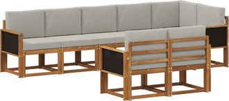 vidaXL Conjunto De Sof&aacute;s De Exterior 8 Uds. Natural Y Gris Claro Vidaxl