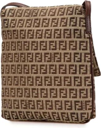 Fendi Pre-owned Cross Body Bags, female, Beige, Size: ONE SIZE Pre-owned Canvas Crossbody Bag