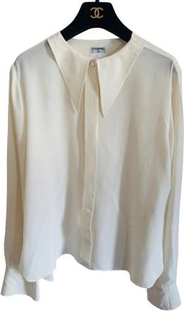 Chanel Cream Silk Button Front Blouse Size 40