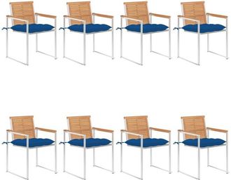 vidaXL Vidaxl - Sillas De Jard&iacute;n Y Cojines 8 Unidades Madera Maciza De Acacia