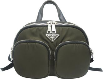 Prada Khaki Nylon Leather Backpack (Pre-Owned)