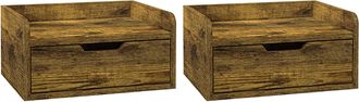 HOMCOM Floating Nightstand Set Of 2 - Nightstand With Drawer - Rustic Brown | TJ Hughes