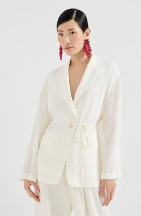 Brunello Cucinelli Sabl&eacute; cr&ecirc;pe blazer in White at Nordstrom, Size 44 It