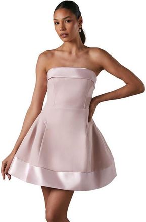 Coast Bandeau Satin Detail Pleated Mini Dress in Pink at Nordstrom, Size 10