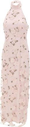 Rotate Halterneck Maxi Jurk - Dames - Feestkleedjes - Roze - L - Leer - Kleedjes