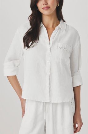 Splendid Stella Linen Button Down Shirt in White at Nordstrom, Size X-Small