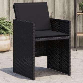 vidaXL Sillas De Jard&iacute;n Con Cojines 4 Unidades Rat&aacute;n Sint&eacute;tico Negro Vidaxl