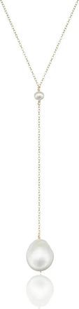 Lily & Roo Gold Large Baroque Pearl Lariat Necklace